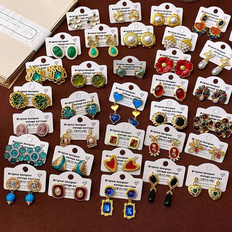 Mid-century Modern Round Geometric Copper Electroplating Earrings