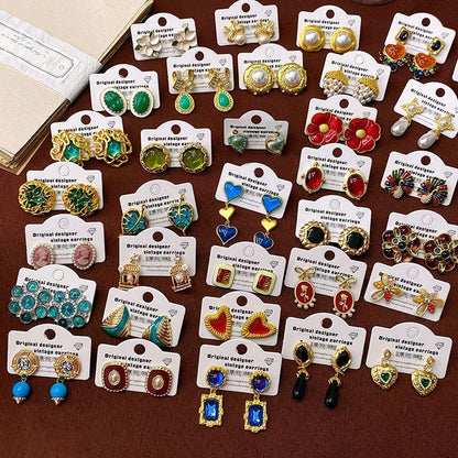 Mid-century Modern Round Geometric Copper Electroplating Earrings