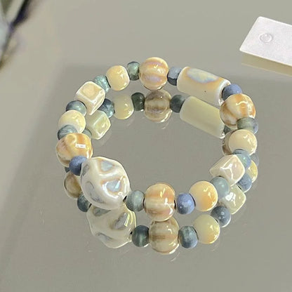 Jingdezhen Ceramic Bracelet New Color-free Women's Summer Student's Antique Beaded Bracelet Small Fresh And Popular