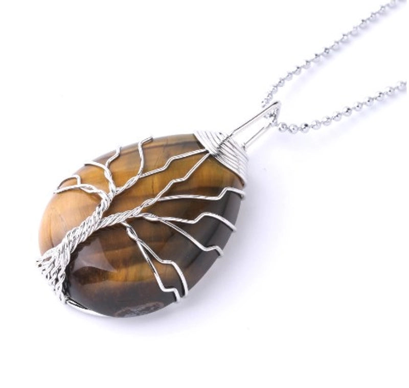 Ig Style Minimalist Tree Water Droplets Natural Stone Crystal Opal Women's Pendant Necklace Necklace Pendant