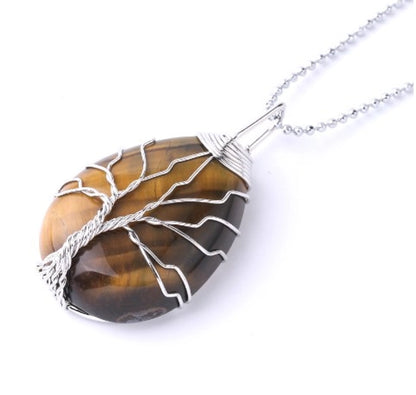 Ig Style Minimalist Tree Water Droplets Natural Stone Crystal Opal Women's Pendant Necklace Necklace Pendant