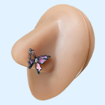 Nose Rings & Studs Hip-hop Rock Animal Bat Bow Knot Stainless Steel Copper Plating Inlay Rhinestones Zircon