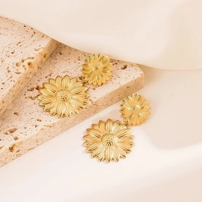 1 Pair Fashion Flower Plating 304 Stainless Steel Stainless Steel Earrings