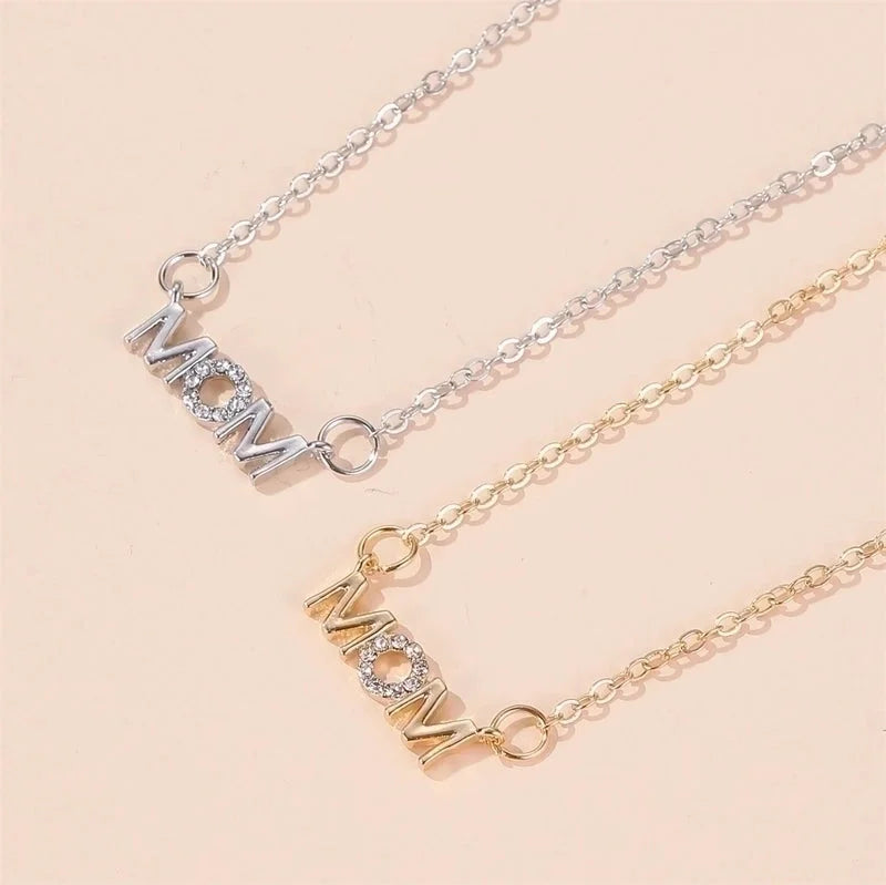 Necklace Simple English Alphabet Necklace Mother Pendant Clavicle Chain Mom Copper Necklace