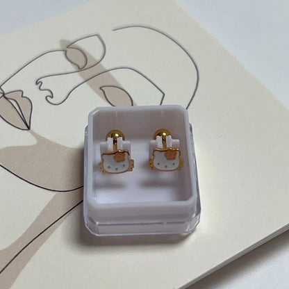 1 Pair Sweet Cross Heart Shape Snowflake Plating 304 Stainless Steel Titanium Steel 18K Gold Plated Cartilage Earrings