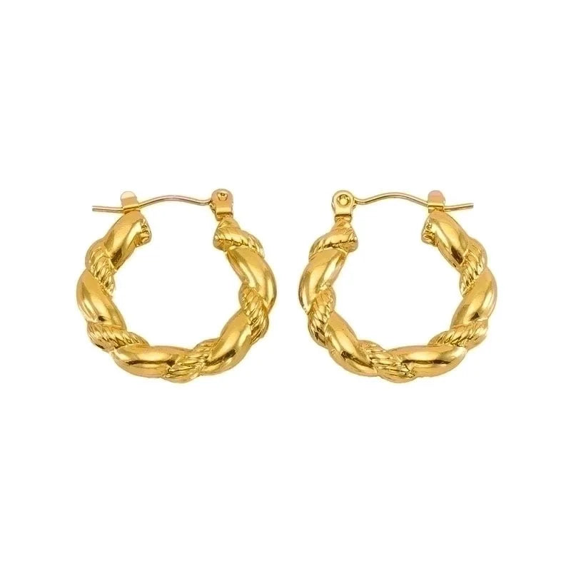 1 Piece Minimalist Classic Style Solid Color Polishing Plating Stainless Steel Titanium Steel Titanium Steel 18K Gold Plated Earrings