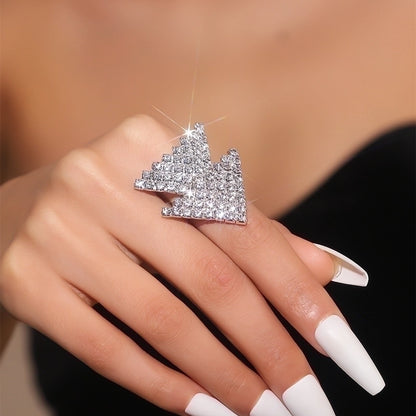 Sweet Snowflake Titanium Steel Rhinestones Plating Inlay Open Rings