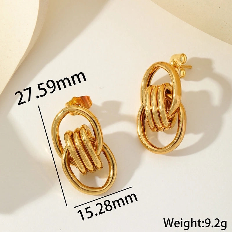 1 Pair Basic Minimalist Geometric 304 Stainless Steel 18K Gold Plated Ear Studs