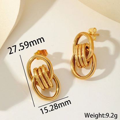 1 Pair Basic Minimalist Geometric 304 Stainless Steel 18K Gold Plated Ear Studs