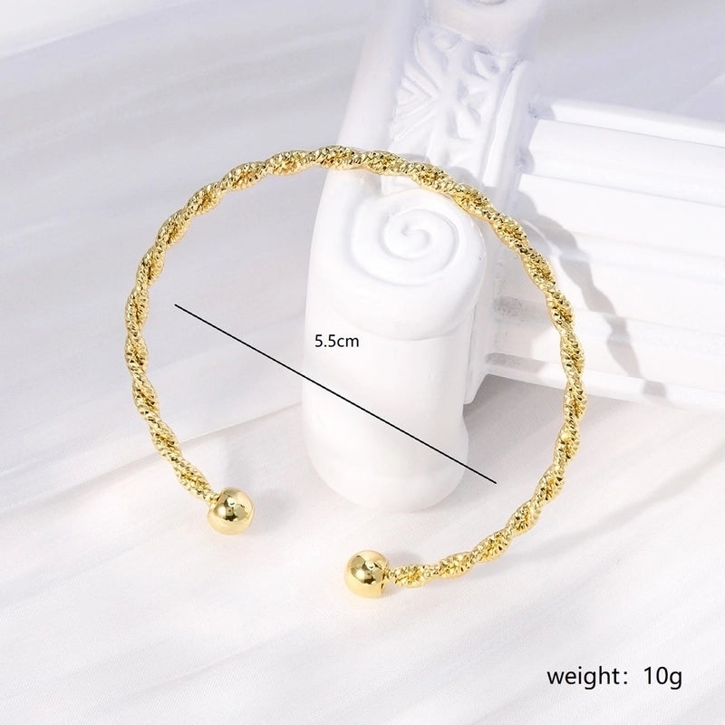 Minimalist Heart Shape Eye Copper Plating Artificial Pearls Zircon Bangle 1 Piece