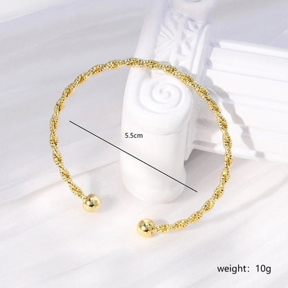 Minimalist Heart Shape Eye Copper Plating Artificial Pearls Zircon Bangle 1 Piece