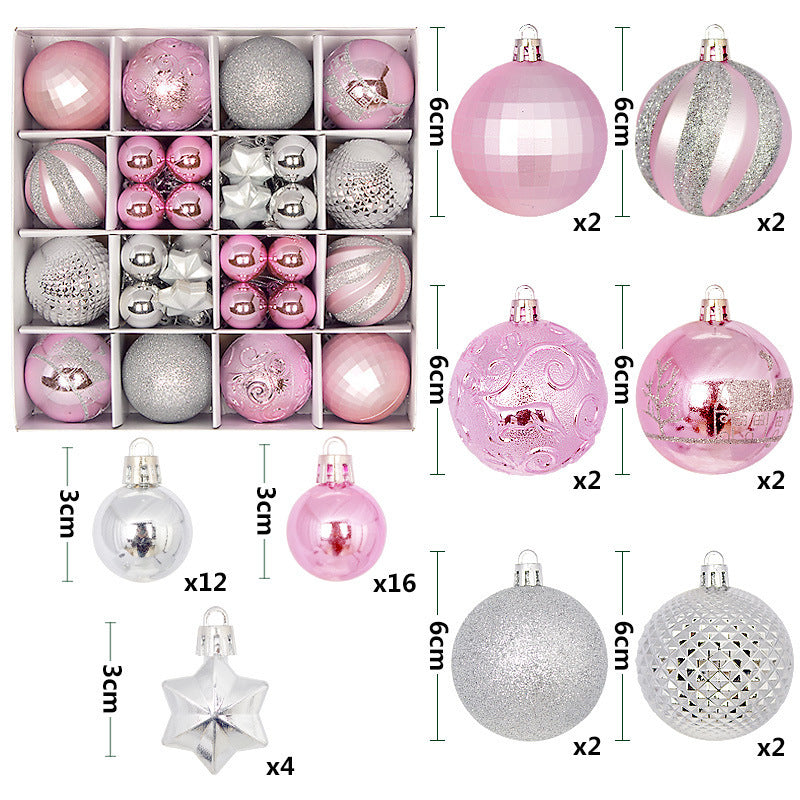 Christmas Ball Gift Box Set Painted Electroplated 44pcs Round Ball Irregular Christmas Ball Ornaments