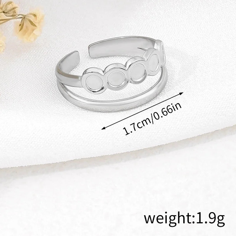 2 Pieces 304 Stainless Steel 18K Gold Plated Beach Minimalist Plating Cross Simple Lines Rings