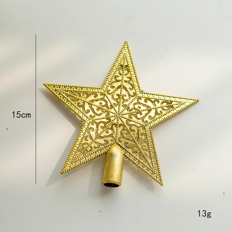 Gold Silver Red Sticky Powder Foam Plating Tree Top Star Five-pointed Star Christmas Tree Top Decoration