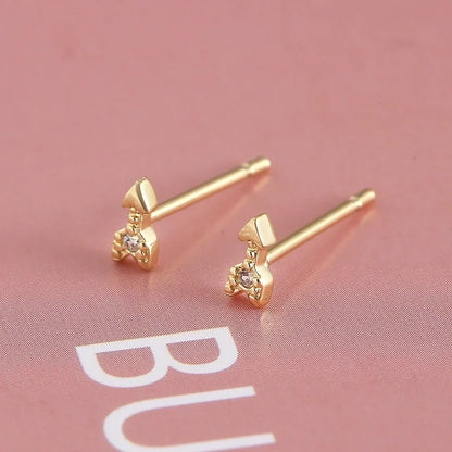 1 Pair Elegant Minimalist Geometric Double Heart Snake Hollow Out Inlay Copper Zircon 18K Gold Plated Ear Studs
