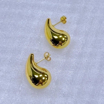 1 Pair Minimalist Water Droplets Plating 304 Stainless Steel 18K Gold Plated Stainless Steel Earrings
