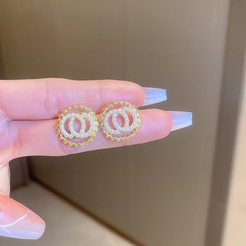 2 Pieces Minimalist Round Ellipse Geometric Copper Electroplating Earrings