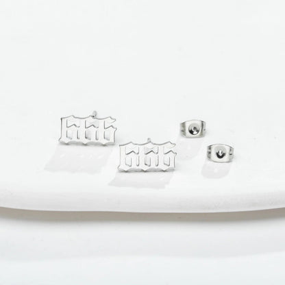 1 Pair Minimalist Number Plating Hollow Out 304 Stainless Steel 18K Gold Plated Ear Studs