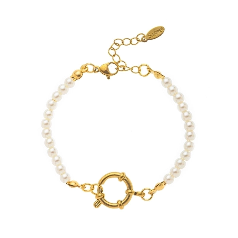 Minimalist Circle 201 Stainless Steel 304 Stainless Steel 18K Gold Plated Zircon Beaded Chain Paperclip Chain Bracelets In Bulk