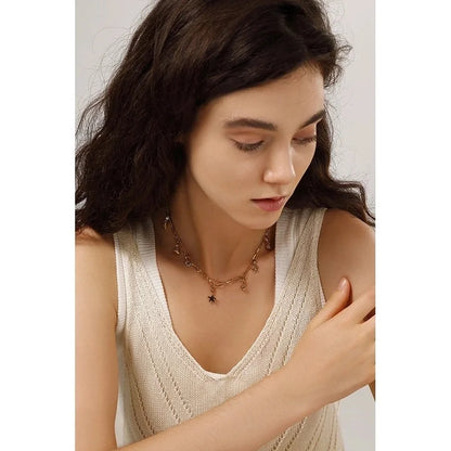 Casual Minimalist Heart Shape Flower 304 Stainless Steel Artificial Rhinestones Zircon 18K Gold Plated Polishing Inlay Bracelets Necklace