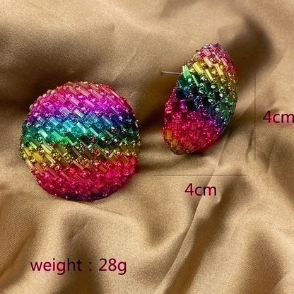 2 Pieces Minimalist Commute Geometric Inlay Copper Zircon Drop Earrings