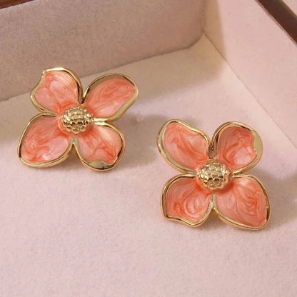 1 Pair Fairy Style Cute Sweet Flower 304 Stainless Steel Imitation Gold Ear Studs