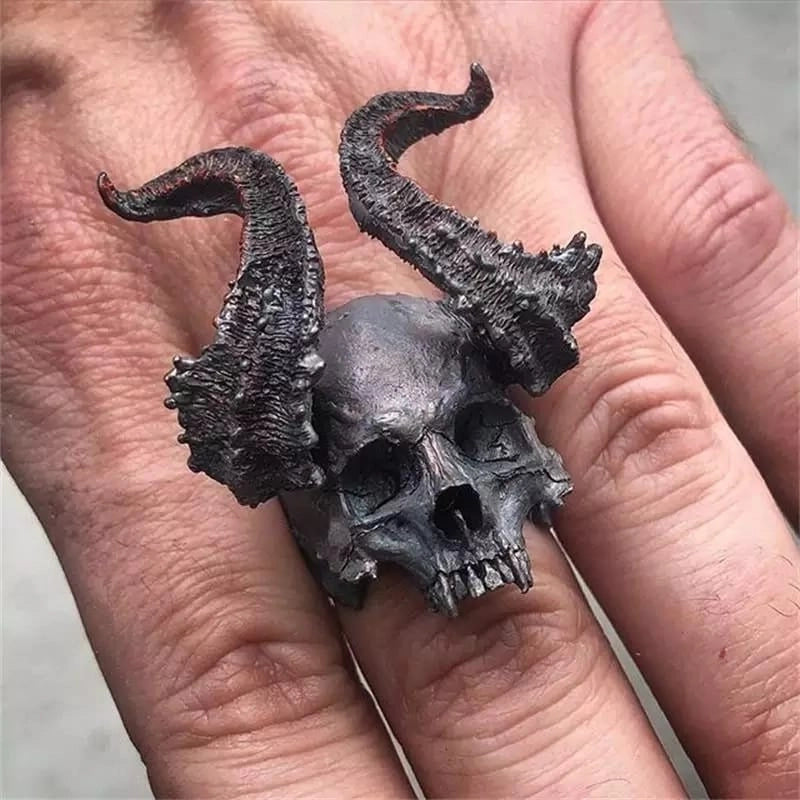 Retro Cool Style Snake Skull Alloy Plating Open Ring