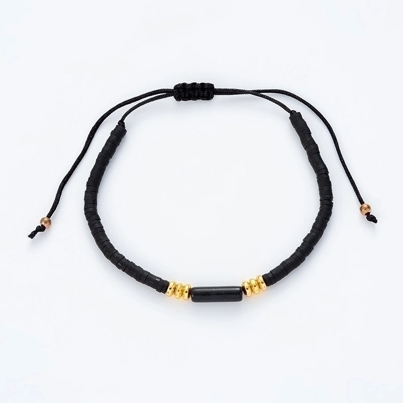 Minimalist Solid Color Natural Stone Rope Handmade Knitting Drawstring Bracelets