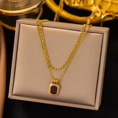 304 Stainless Steel 18K Gold Plated Minimalist Plating Inlay U Shape Heart Shape Acrylic Artificial Rhinestones Plastic Pendant Necklace