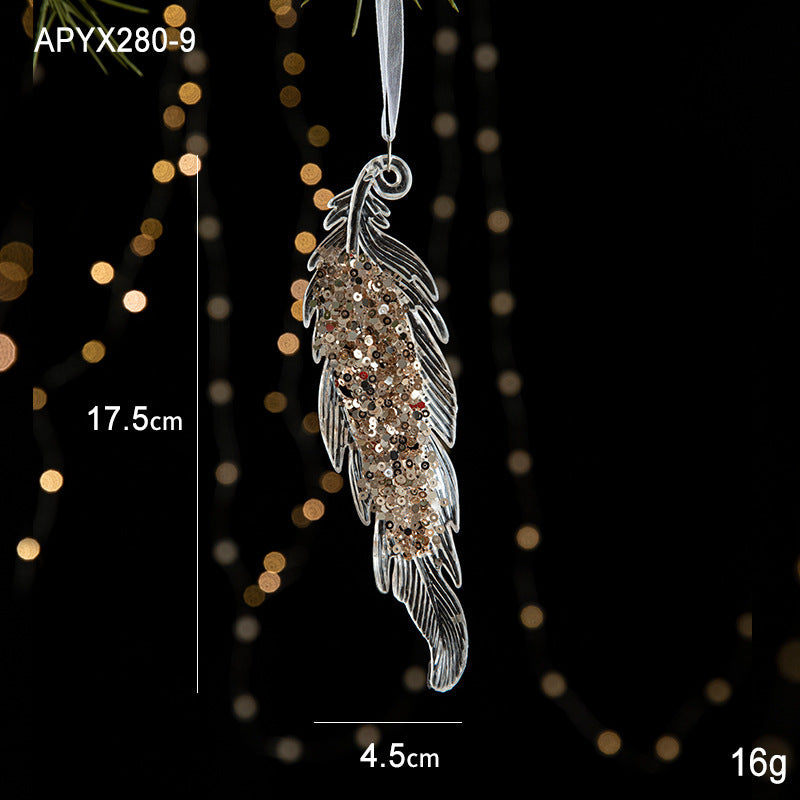 Christmas Ornaments Scene Decoration Supplies Christmas Tree Snowflakes Bells Small Hanging Decorations Crystal Transparent Hanging Ornaments