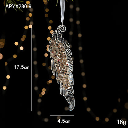 Christmas Ornaments Scene Decoration Supplies Christmas Tree Snowflakes Bells Small Hanging Decorations Crystal Transparent Hanging Ornaments