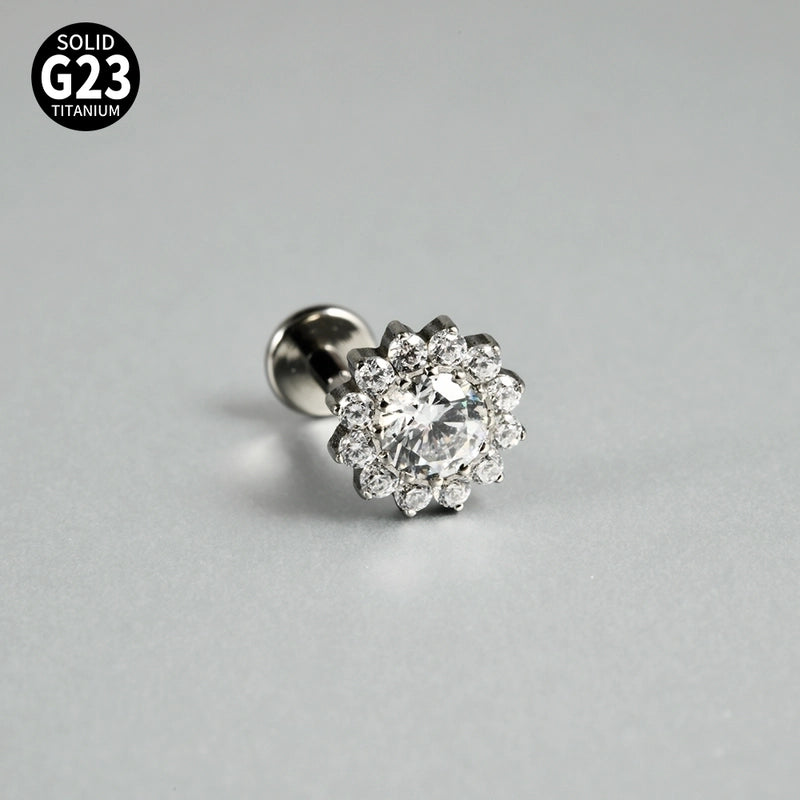 2 Pieces 3 Pieces Lip Rings Casual Elegant Vacation Triangle Flower G23 Titanium Zircon Zircon 18K Gold Plated Lip Rings Ear Cartilage Rings & Studs