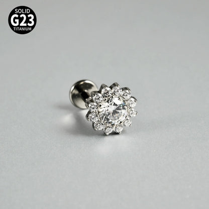 2 Pieces 3 Pieces Lip Rings Casual Elegant Vacation Triangle Flower G23 Titanium Zircon Zircon 18K Gold Plated Lip Rings Ear Cartilage Rings & Studs