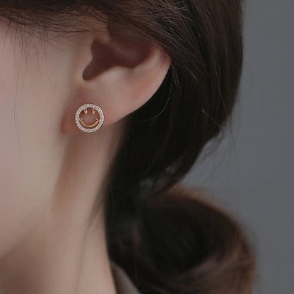 1 Pair Minimalist Round Inlay Alloy Pearl Zircon Drop Earrings