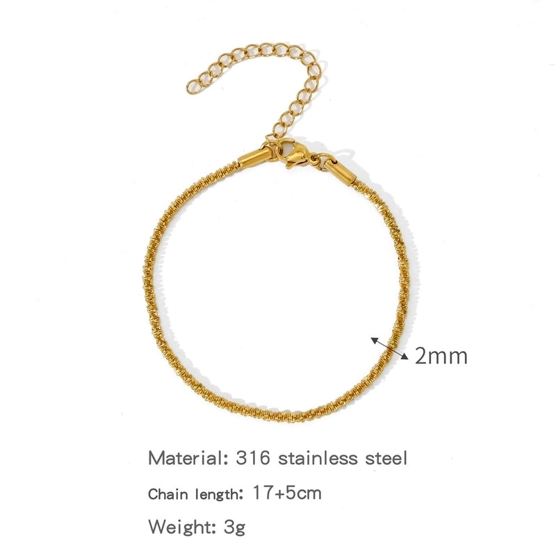 Minimalist Classic Style Geometric 304 Stainless Steel Cable Chain Snake Chain Bracelets In Bulk