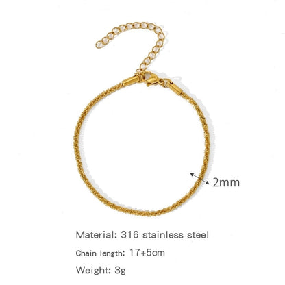 Minimalist Classic Style Geometric 304 Stainless Steel Cable Chain Snake Chain Bracelets In Bulk