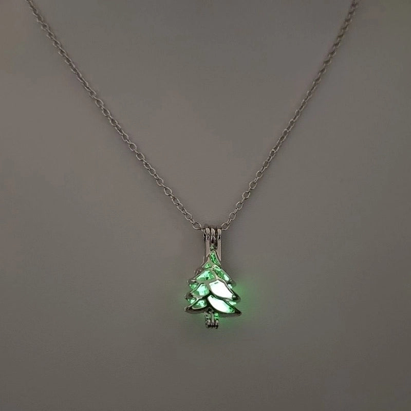 Luminous Hollow Diy Cage Christmas Tree Women's Necklace