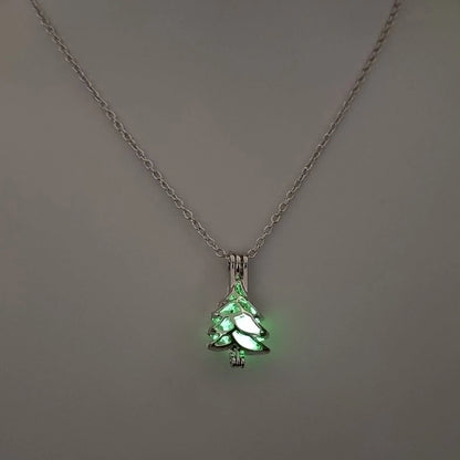 Luminous Hollow Diy Cage Christmas Tree Women's Necklace