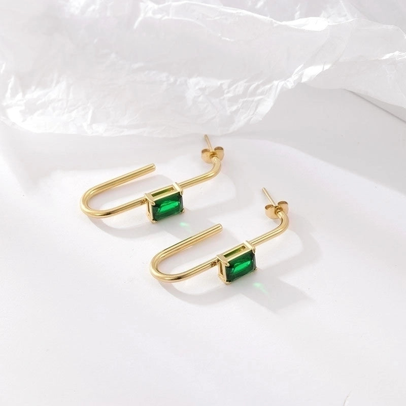 1 Pair Classic Style Geometric Plating Inlay 304 Stainless Steel Zircon Gold Plated Earrings
