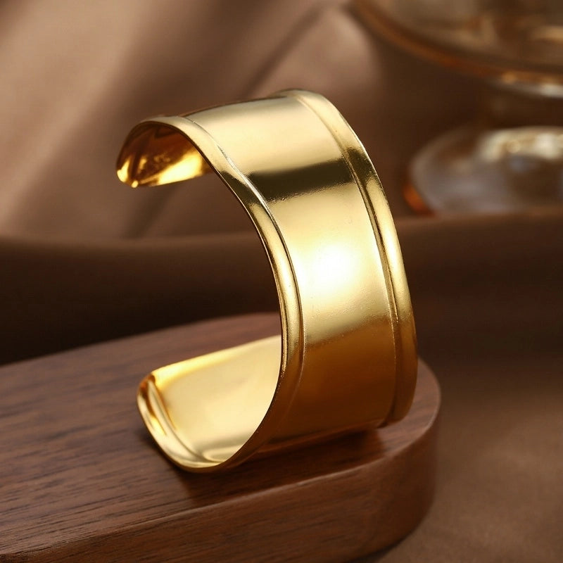 Elegant Geometric Monogram 316 Stainless Steel Titanium Steel Cuff Bracelets Bangle In Bulk