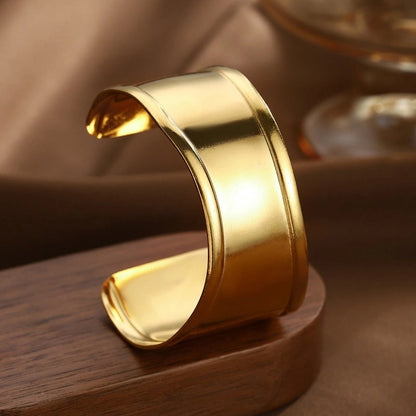 Elegant Geometric Monogram 316 Stainless Steel Titanium Steel Cuff Bracelets Bangle In Bulk