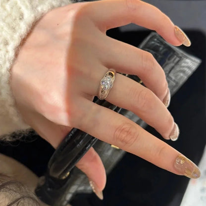 Elegant Lady Four Leaf Clover Flower Copper Mixed Metal Rings Bracelets Necklace