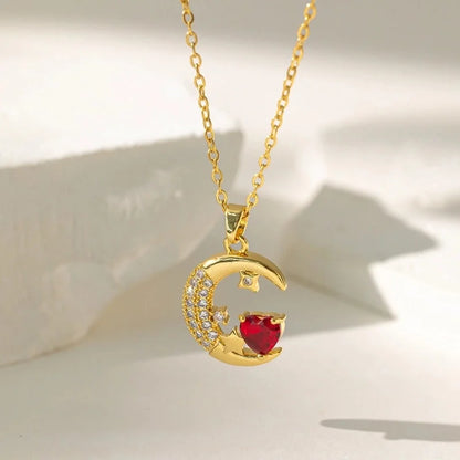 Sweet Starfish Titanium Steel Copper Alloy Zircon Inlay Stainless Steel Necklaces