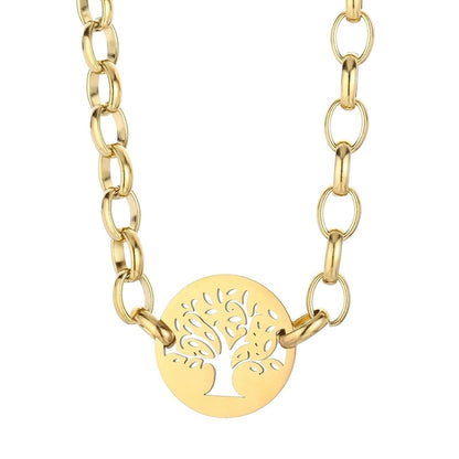 Fashion Tree Titanium Steel Plating Hollow Out Bracelets Necklace