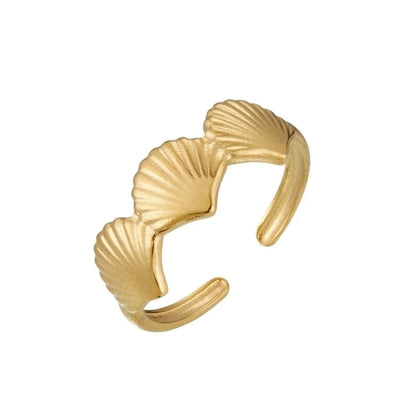 Marine Style Beach Minimalist Starfish Shell 304 Stainless Steel Open Rings