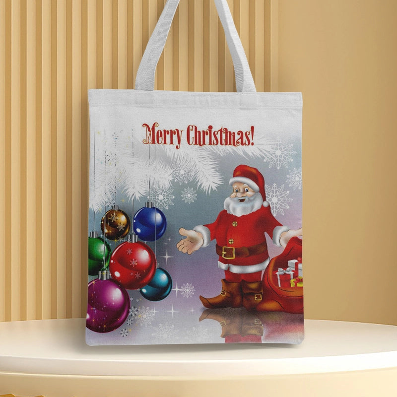 Christmas Unisex Polyester Christmas House Christmas Tree Santa Claus Cute Square Open Handbag