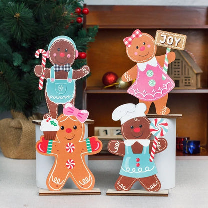 Christmas Cute Christmas Tree Santa Claus Gingerbread Wood Party Ornaments Decorations Table Decoration