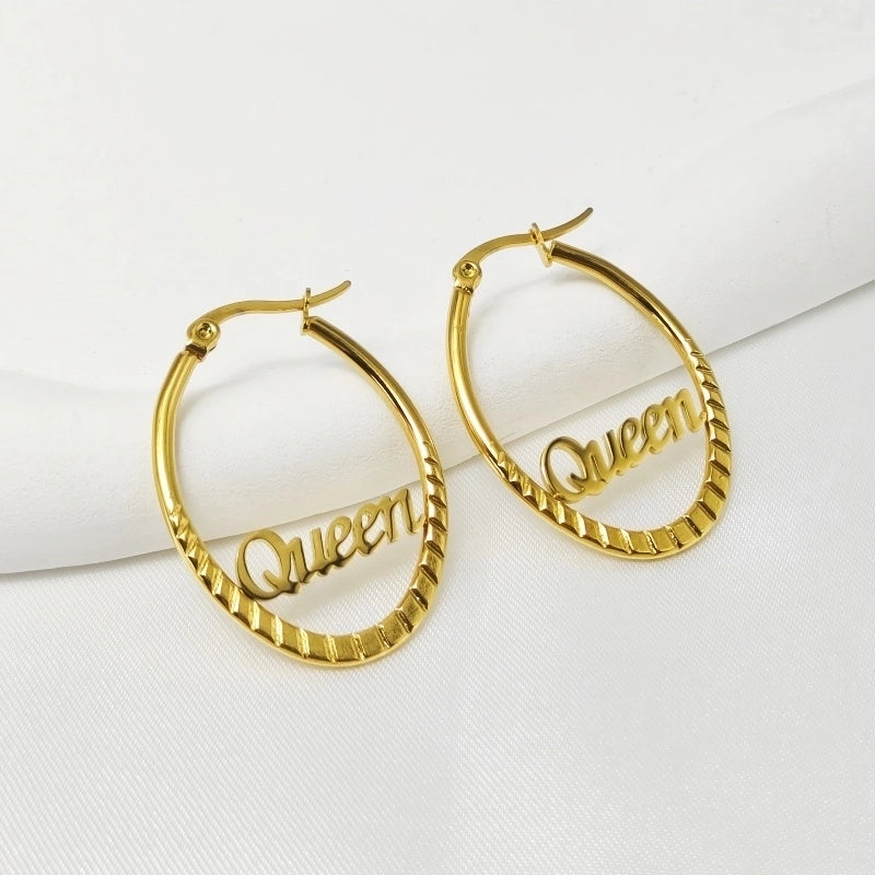 1 Pair IG Style Elegant Commute Letter Oval 304 Stainless Steel 18K Gold Plated Stainless Steel Earrings