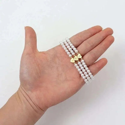 Elegant Minimalist Letter Heart Shape 304 Stainless Steel Artificial Pearl Bracelets In Bulk