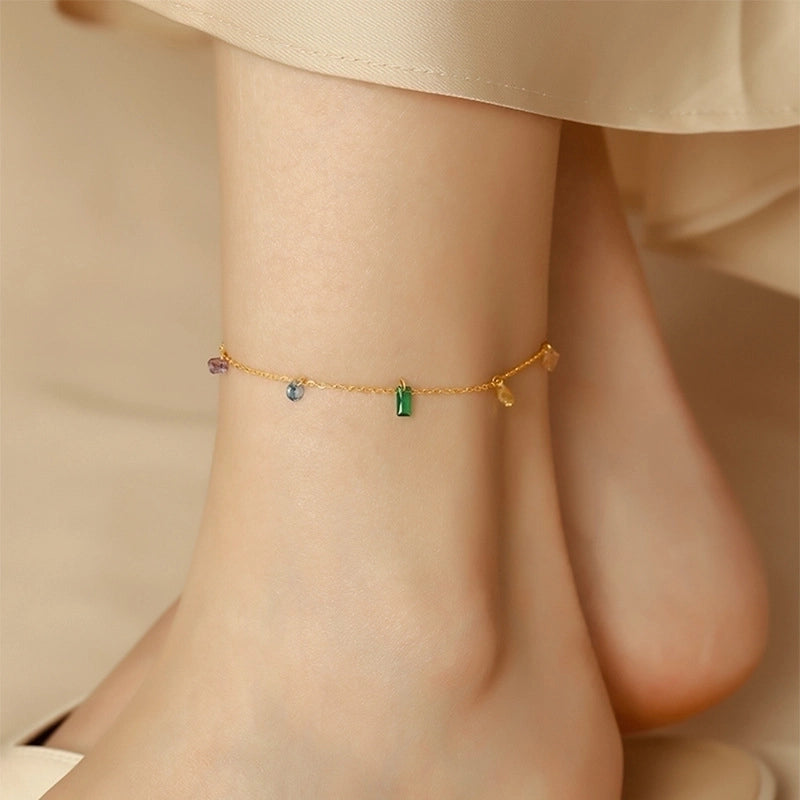 Minimalist Classic Style Geometric Heart Shape Titanium Steel Plating Bracelets Anklet Necklace